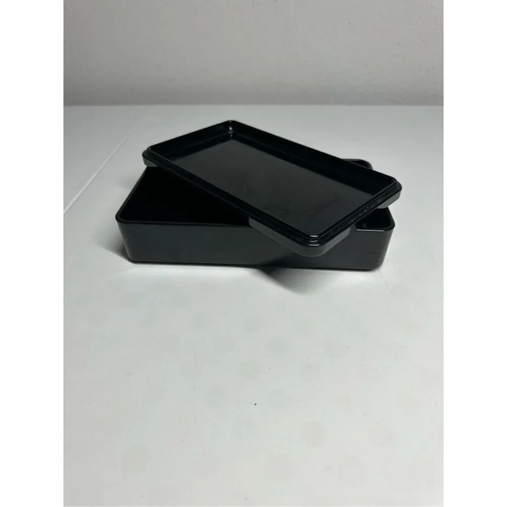 Vintage Black Tin Box Solid Plastic 7,75” x4,5” Made in USA